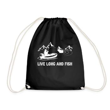 Vivre longtemps et pêcher - - Sac de sport léger - noir - Devant