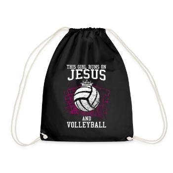 THIS GIRL RUNS ON JESUS AND VOLLEYBALL - Turnbeutel - Schwarz - Vorne