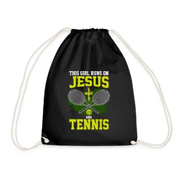 THIS GIRL RUNS ON JESUS AND TENNIS - Turnbeutel - Schwarz - Vorne