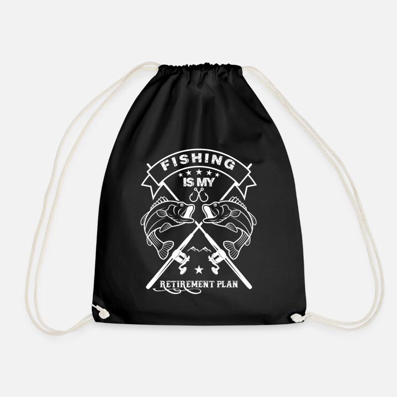 Fishing is my retirement plan 3 - - Drawstring Bag - black