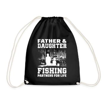 Père et fille comme partenaires de pêche pour la vie - - Sac de sport léger - noir - Devant