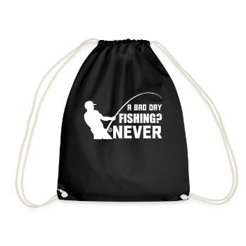 A bad day fishing is never - - Drawstring Bag - black - Front