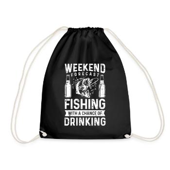Weekend forecast fishing with a chance to tri - Drawstring Bag - black - Front
