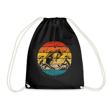 Retro fishing - Drawstring Bag - black - Front