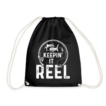 Keepin' It Reel - Drawstring Bag - black - Front