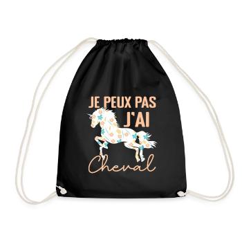 Je Peux Pas J'ai Cheval - Cadeau cheval Fleuri - Sac de sport léger - noir - Devant