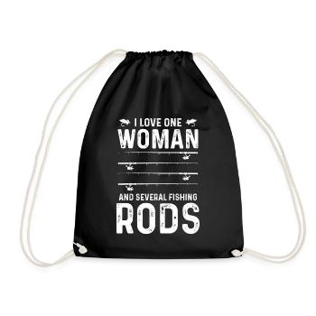 I love a woman and several fishing rods - Drawstring Bag - black - Front