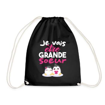 Future Grande Sœur | Annonce Grande Soeur Cadeau - Sac de sport léger - noir - Devant