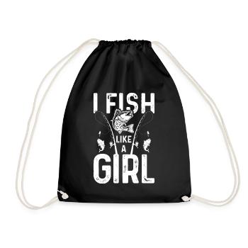 I fish like a girl - Drawstring Bag - black - Front