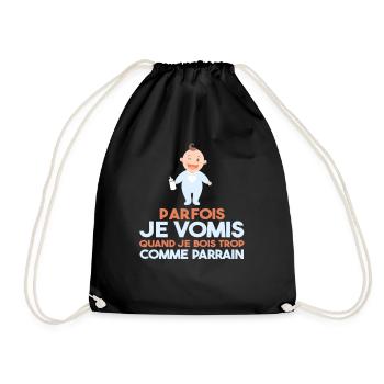 Cadeau humour bébé enfant Biberon Parrain et fille - Sac de sport léger - noir - Devant