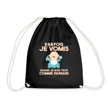 Cadeau humour bébé enfant Biberon Parrain et fille - Sac de sport léger - noir - Devant