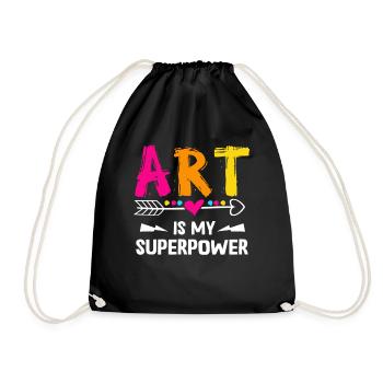 Art Is My Superpower - Drawstring Bag - black - Front