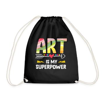 Art Is My Superpower - Drawstring Bag - black - Front