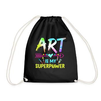 Art Is My Superpower - Drawstring Bag - black - Front
