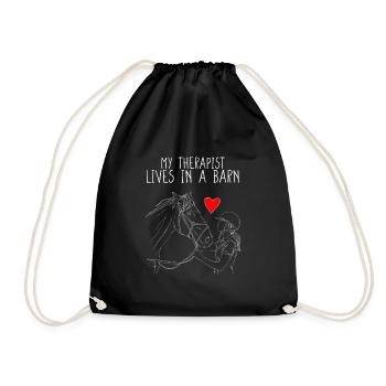 OUTLINEHORSEANDGIRLMYTHERAPISTLIVESINABARN - Turnbeutel - Schwarz - Vorne
