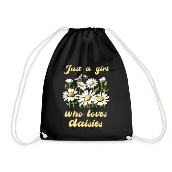 Just A Girl Who Loves Daisies - Drawstring Bag - black - Front