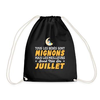 Naissance Cadeau Baby Bébé né en Juillet Fille Gar - Sac de sport léger - noir - Devant