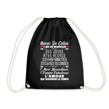 Noces De Coton 1 An De Mariage - Sac de sport léger - noir - Devant