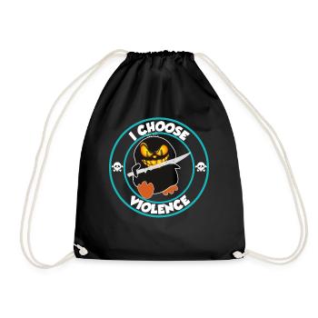 I choose violence - funny duck with sword - Drawstring Bag - black - Front