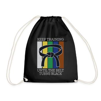 Keep Training Until Belt Turns Black Martial Arts - Drawstring Bag - black - Front