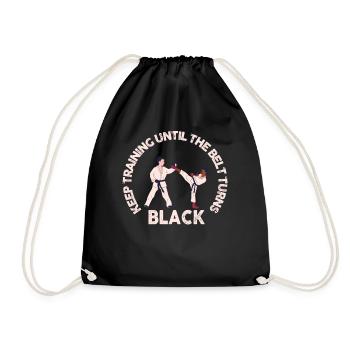 Keep Training Until Belt Turns Black Martial Arts - Drawstring Bag - black - Front