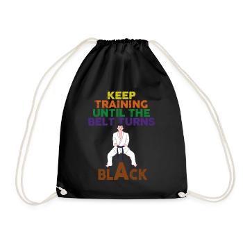 Keep Training Until Belt Turns Black Martial Arts - Drawstring Bag - black - Front