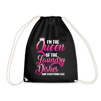 Queen Of The Laundry, Dishes And Everthing Else - Drawstring Bag - black - Front