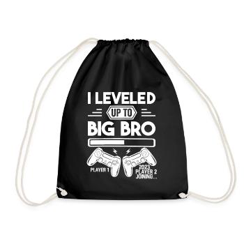 Video Gamer Gaming - I Leveled up to Big Bro - Drawstring Bag - black - Front