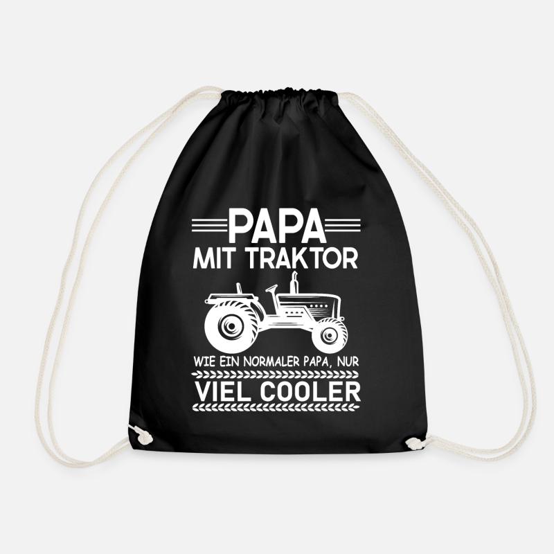 Papa Mit Traktor Wie Ein Normaler Papa - Turnbeutel - Schwarz
