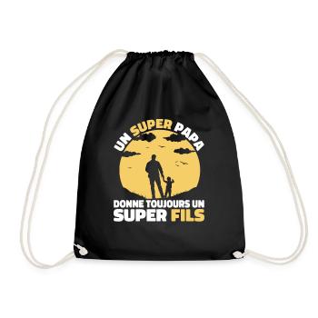Super Papa Super Fils Cadeau Pere Fête des Pères - Sac de sport léger - noir - Devant