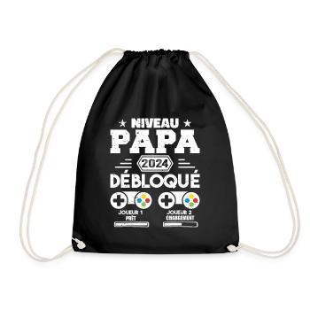 Niveau Papa Débloqué Futur Père 2024 Papa Cadeau - Sac de sport léger - noir - Devant