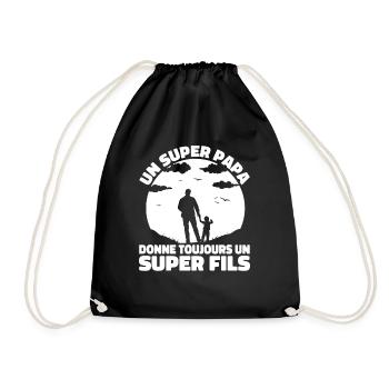 Super Papa Super Fils Cadeau Pere Fête des Pères - Sac de sport léger - noir - Devant