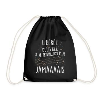 Idée Cadeau Retraite Femme Libérée, Délivrée - Sac de sport léger - noir - Devant