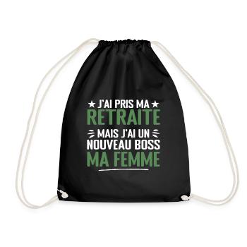 Homme Retrait et Ma Femme Nouveau Patron Humour - Sac de sport léger - noir - Devant