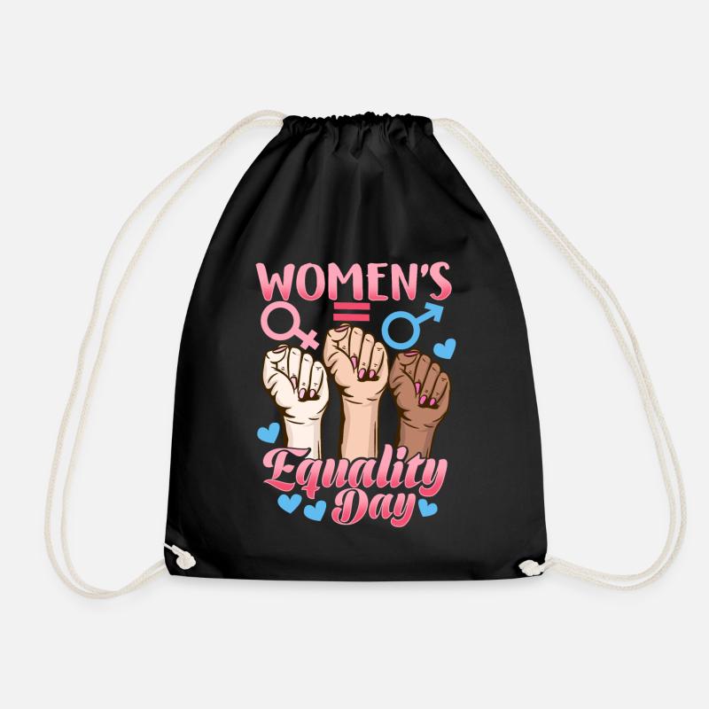 Women's Equality Day Feminist Gift - Drawstring Bag - black
