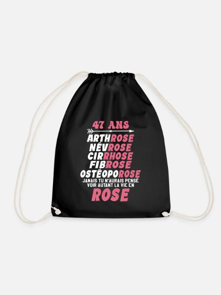 47 ans - la vie en rose 47ans Humour - Sac de sport léger - noir