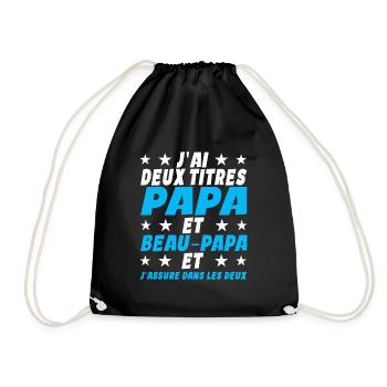 J'ai Deux Titres Papa Et Beau-papa Humour Cadeau - Sac de sport léger - noir - Devant