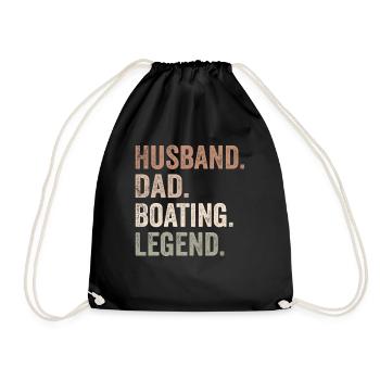 Men Husband Dad Boating Legend Funny Sail Boat - Drawstring Bag - black - Front