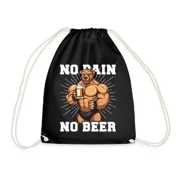 Bodybuilder Gym Bier No Pain No Beer - Drawstring Bag - black - Front