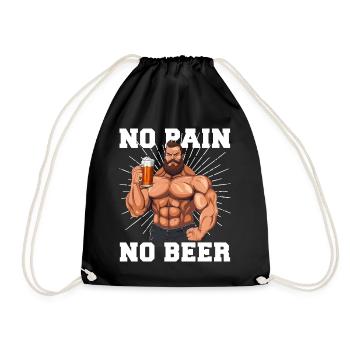 Bodybuilder Gym Bier No Pain No Beer - Drawstring Bag - black - Front