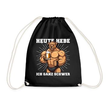 Bodybuilder Gym Beer | Today I'm lifting very hard - Drawstring Bag - black - Front