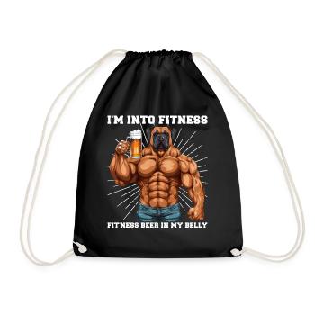 Bodybuilder Gym Beer | Yes I'm into Fitness - Drawstring Bag - black - Front