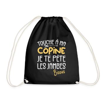 Touche a ma Copine je te pète les jambes Humour - Sac de sport léger - noir - Devant