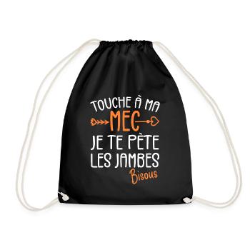 Touche À Mon Mec Pète Les Jambes Humour - Sac de sport léger - noir - Devant