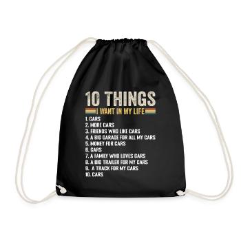 Things I Want In My Life Cars More Cars Car Lover - Sac de sport léger - noir - Devant