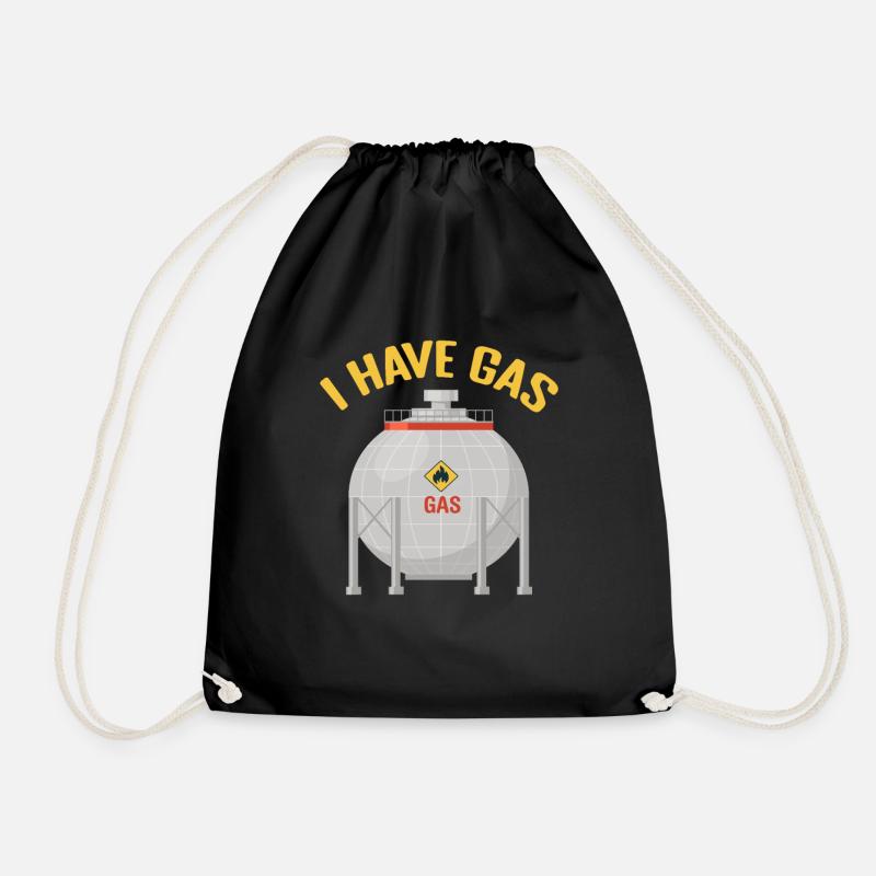 I Have Gas - Funny Gas Pump - Drawstring Bag - black