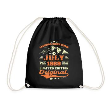 July 1969 vintage retro anniversary 1969 - Drawstring Bag - black - Front