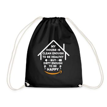 My House Is Clean Enough To Be Healthy - Drawstring Bag - black - Front