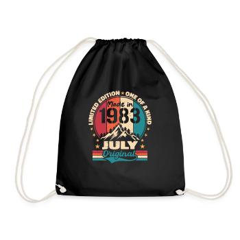 1983 Juli Jahrgang Juli 1983 Geschenk - Turnbeutel - Schwarz - Vorne