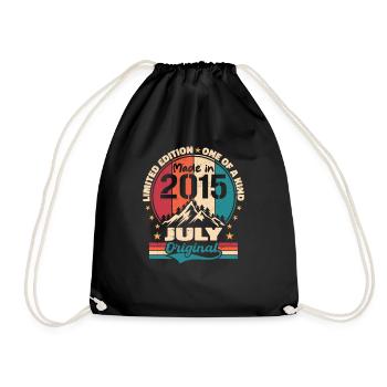 2015 Juli Jahrgang Juli 2015 Geschenk - Turnbeutel - Schwarz - Vorne